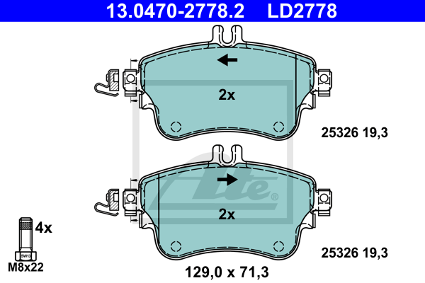 Set placute frana,frana disc 13.0470-2778.2 ATE