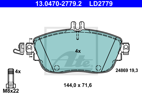 Set placute frana,frana disc 13.0470-2779.2 ATE