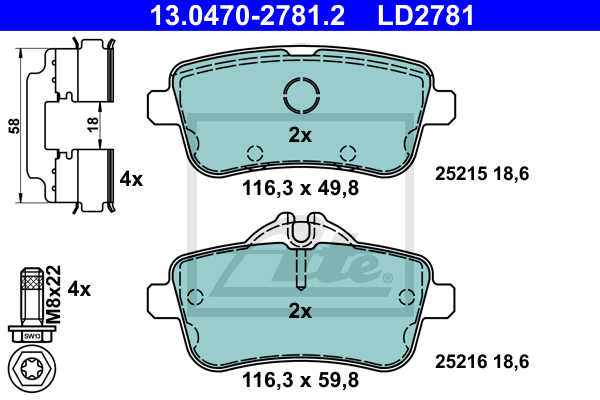 Set placute frana,frana disc 13.0470-2781.2 ATE