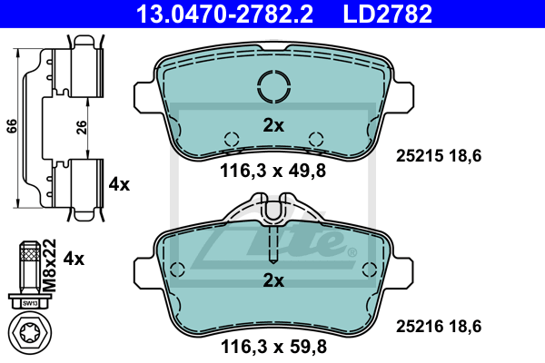 Set placute frana,frana disc 13.0470-2782.2 ATE