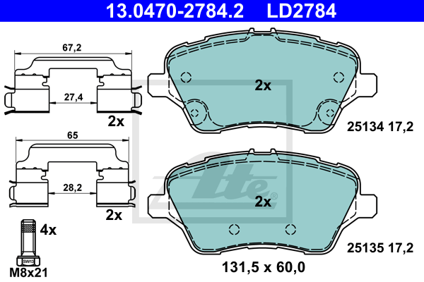 Set placute frana,frana disc 13.0470-2784.2 ATE