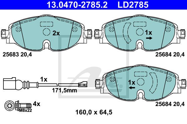 Set placute frana,frana disc 13.0470-2785.2 ATE