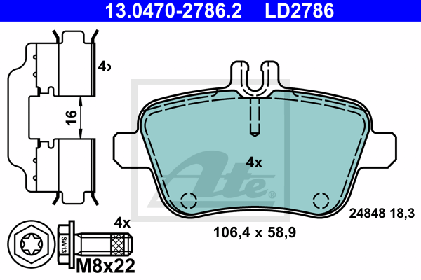 Set placute frana,frana disc 13.0470-2786.2 ATE