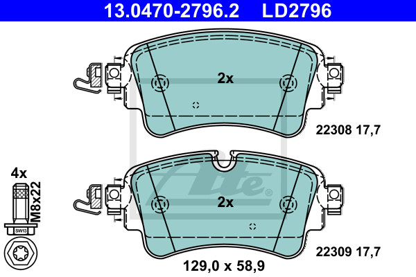 Set placute frana,frana disc 13.0470-2796.2 ATE