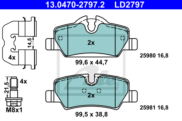 Set placute frana,frana disc 13.0470-2797.2 ATE