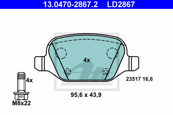 Set placute frana,frana disc 13.0470-2867.2 ATE