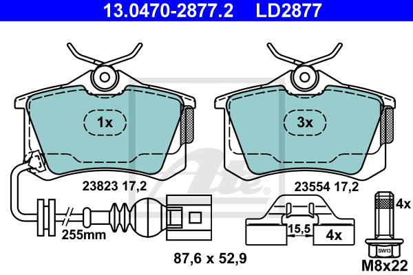 Set placute frana,frana disc 13.0470-2877.2 ATE