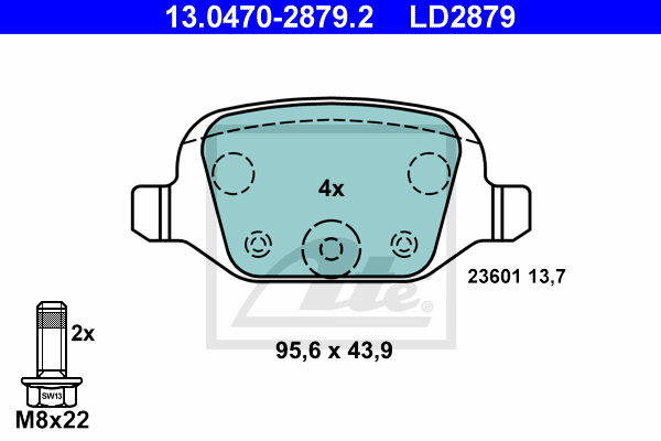 Set placute frana,frana disc 13.0470-2879.2 ATE