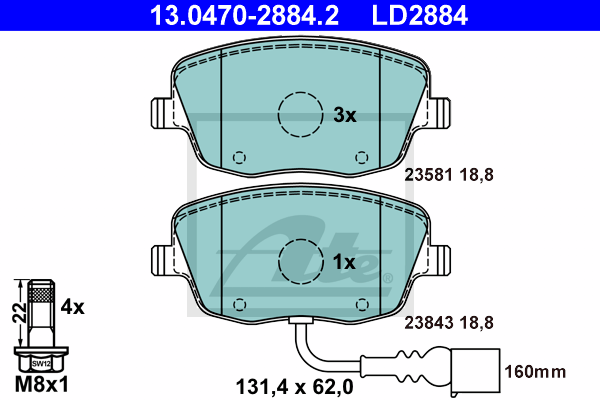 Set placute frana,frana disc 13.0470-2884.2 ATE