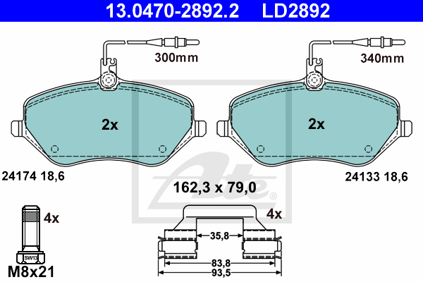 Set placute frana,frana disc 13.0470-2892.2 ATE