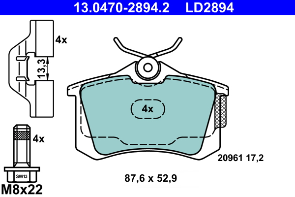 Set placute frana,frana disc 13.0470-2894.2 ATE