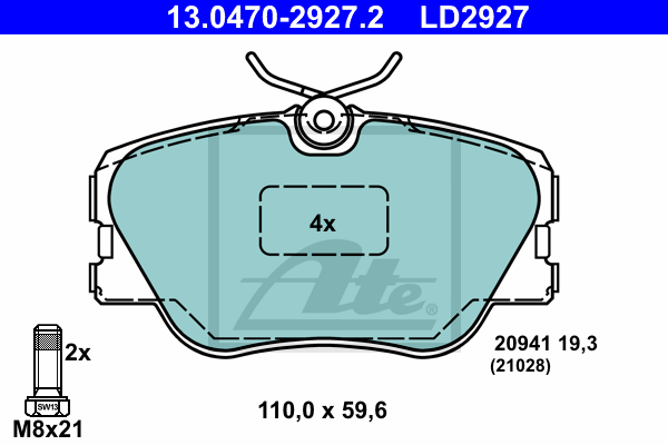 Set placute frana,frana disc 13.0470-2927.2 ATE