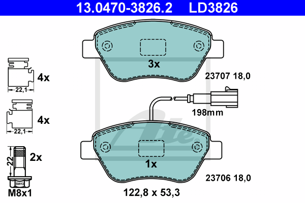 Set placute frana,frana disc 13.0470-3826.2 ATE