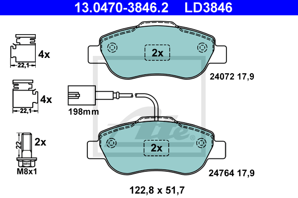 Set placute frana,frana disc 13.0470-3846.2 ATE