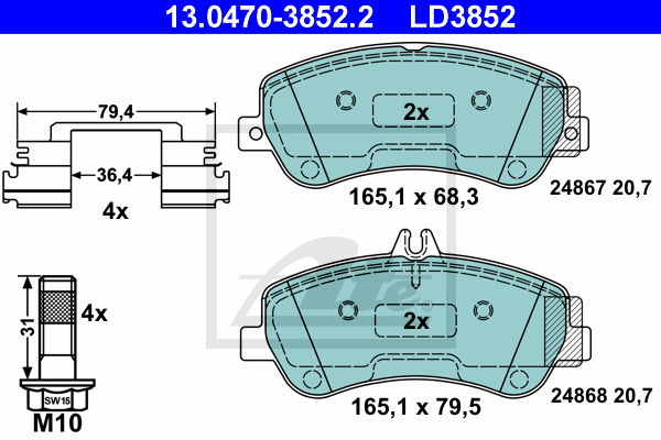 Set placute frana,frana disc 13.0470-3852.2 ATE