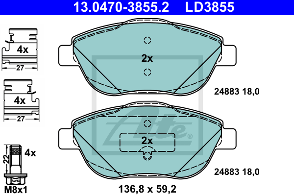 Set placute frana,frana disc 13.0470-3855.2 ATE