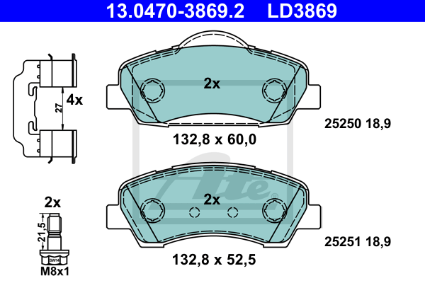 Set placute frana,frana disc 13.0470-3869.2 ATE