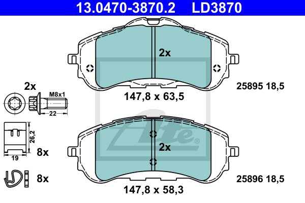 Set placute frana,frana disc 13.0470-3870.2 ATE