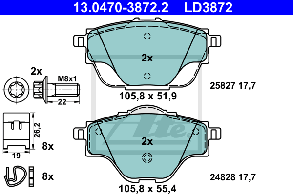 Set placute frana,frana disc 13.0470-3872.2 ATE