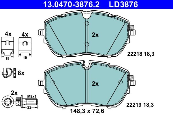 Set placute frana,frana disc 13.0470-3876.2 ATE