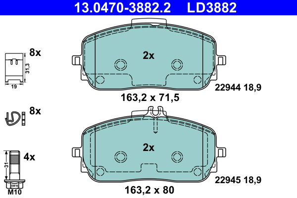 Set placute frana,frana disc 13.0470-3882.2 ATE