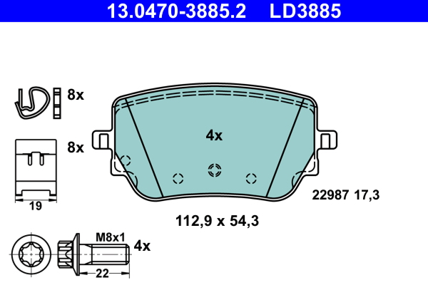 Set placute frana,frana disc 13.0470-3885.2 ATE