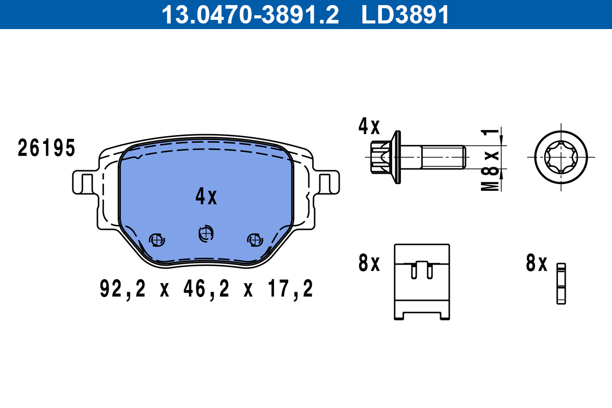 Set placute frana,frana disc 13.0470-3891.2 ATE