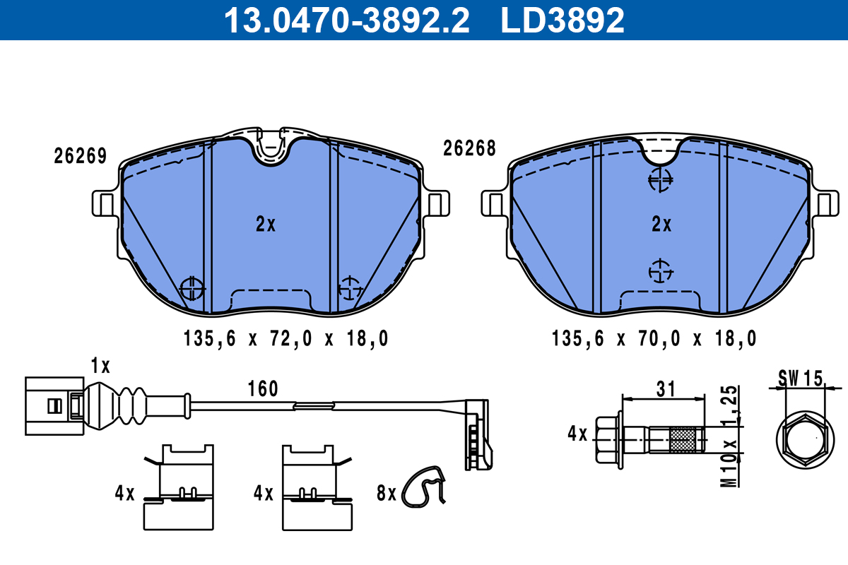 Set placute frana,frana disc 13.0470-3892.2 ATE