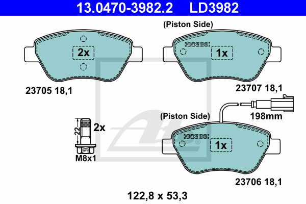 Set placute frana,frana disc 13.0470-3982.2 ATE