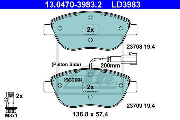 Set placute frana,frana disc 13.0470-3983.2 ATE