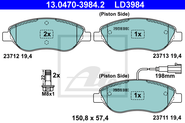 Set placute frana,frana disc 13.0470-3984.2 ATE