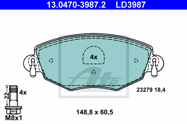 Set placute frana,frana disc 13.0470-3987.2 ATE