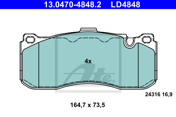 Set placute frana,frana disc 13.0470-4848.2 ATE