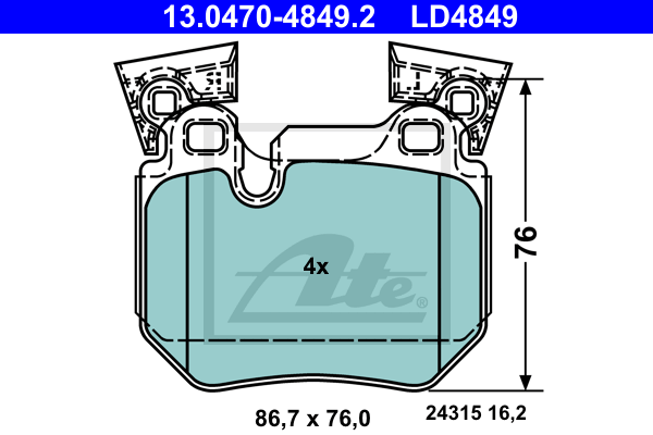 Set placute frana,frana disc 13.0470-4849.2 ATE