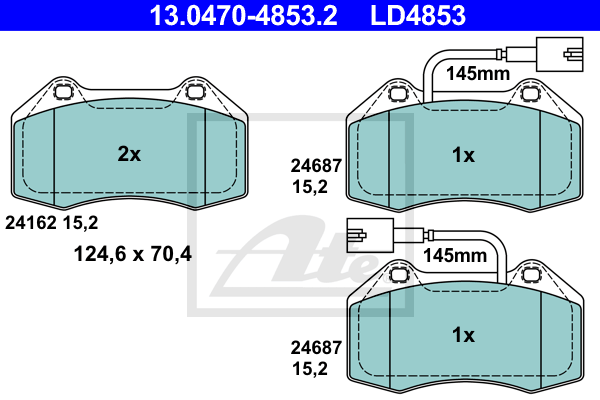 Set placute frana,frana disc 13.0470-4853.2 ATE