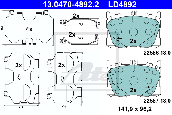 Set placute frana,frana disc 13.0470-4892.2 ATE