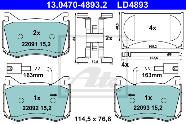 Set placute frana,frana disc 13.0470-4893.2 ATE