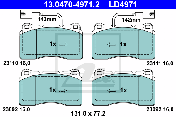 Set placute frana,frana disc 13.0470-4971.2 ATE