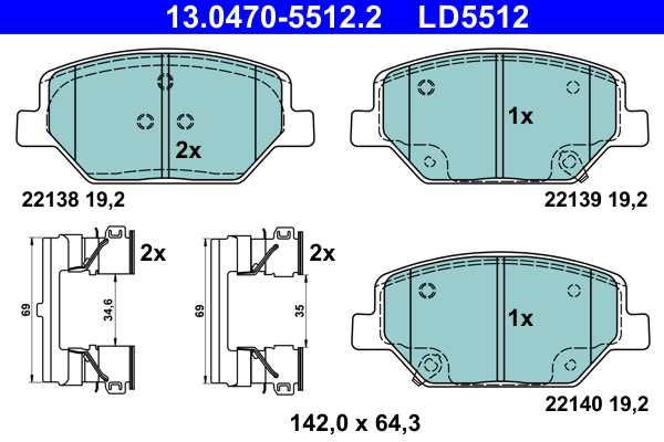 Set placute frana,frana disc 13.0470-5512.2 ATE