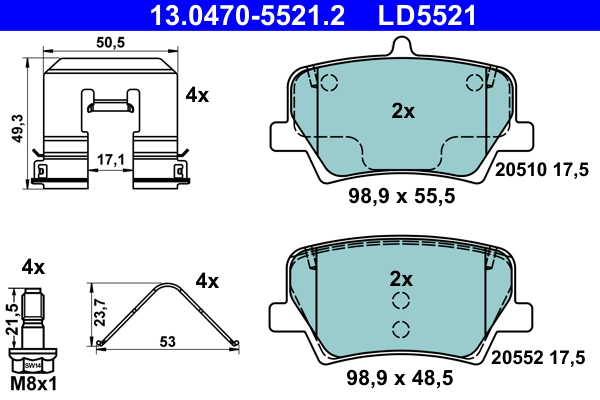 Set placute frana,frana disc 13.0470-5521.2 ATE