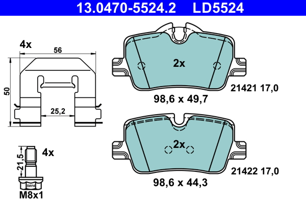 Set placute frana,frana disc 13.0470-5524.2 ATE