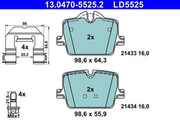 Set placute frana,frana disc 13.0470-5525.2 ATE