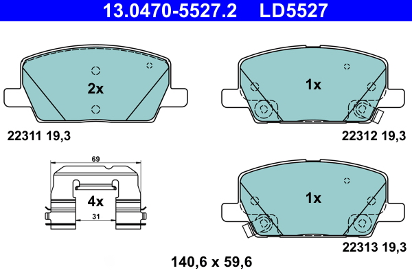 Set placute frana,frana disc 13.0470-5527.2 ATE