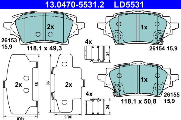 Set placute frana,frana disc 13.0470-5531.2 ATE