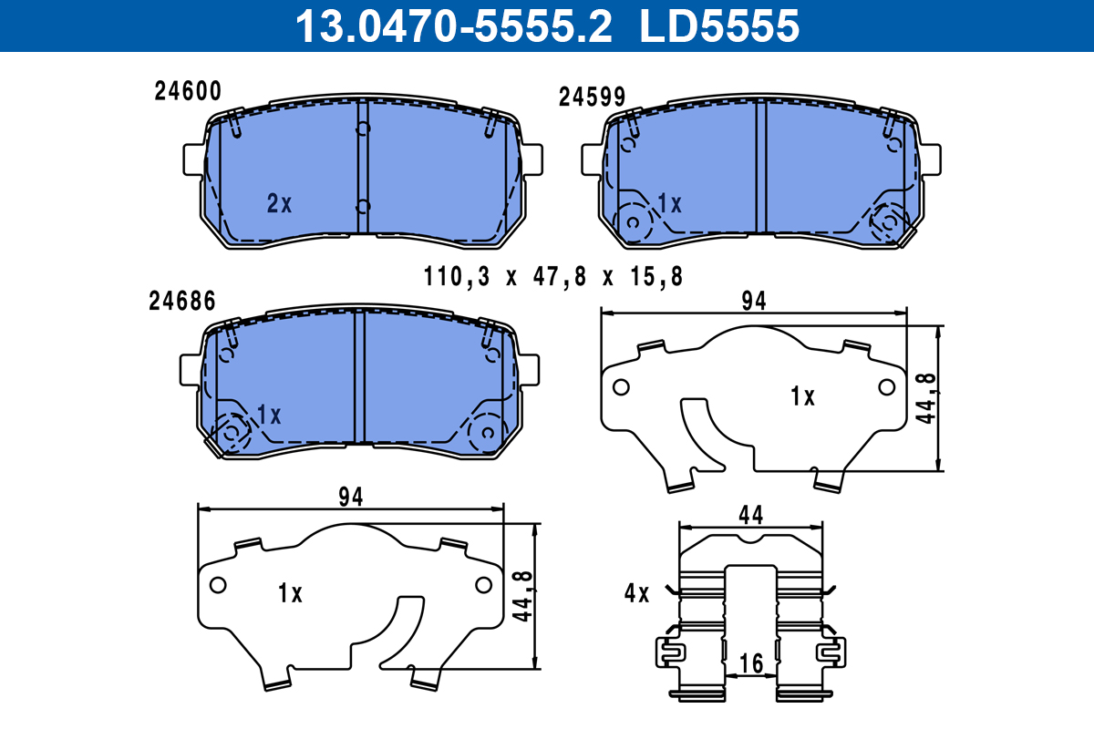 Set placute frana,frana disc 13.0470-5555.2 ATE