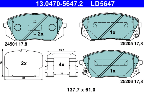 Set placute frana,frana disc 13.0470-5647.2 ATE