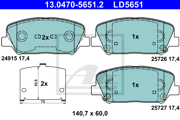 Set placute frana,frana disc 13.0470-5651.2 ATE