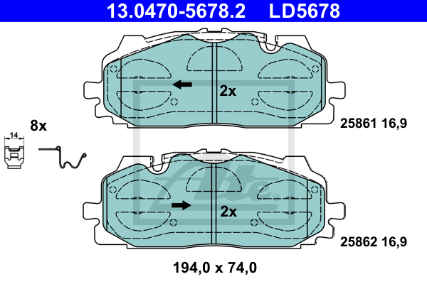 Set placute frana,frana disc 13.0470-5678.2 ATE