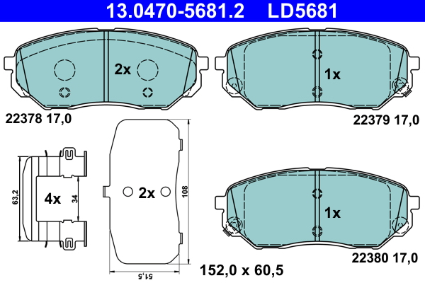 Set placute frana,frana disc 13.0470-5681.2 ATE