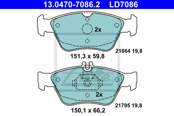 Set placute frana,frana disc 13.0470-7086.2 ATE